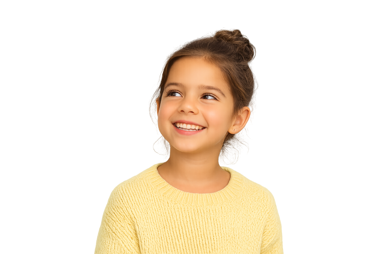 Smiling child in a yellow sweater